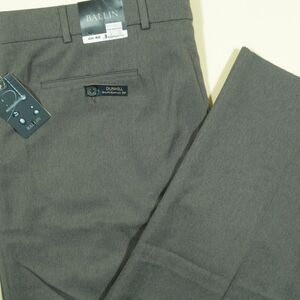 Ballin Comfort Eze Flat Front Dress Pants Mens 42 Charcoal Gray Trad Fit New